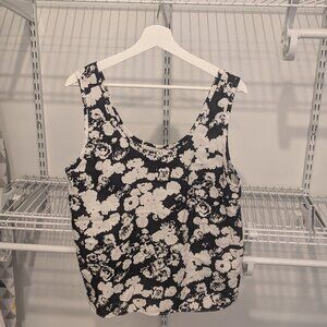 Everlane Floral Linen Scoop Tank in Linen